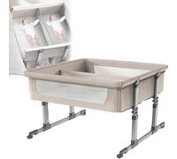XygZythror Culla Neonato Next To Me, Lettino Per Neonati Gemelli Contiene Materasso A-Beige