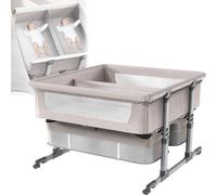 XygZythror Culla Neonato Next To Me, Lettino Per Neonati Gemelli Contiene Materasso B-Beige