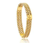 XYHAOAI Collare per Cani con Catena in Oro e Fibbia a Scatto di Sicurezza, Collare per Cani con Maglie Cubane da 24 mm, Collana per Cani Resistente e Anti-Masticazione,d'oro,55cm
