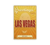 XYHH Targa in metallo con illustrazione vettoriale vintage turistica di Las Vegas Nevada, targa in metallo retrò per casa, cucina, ufficio, giardino, garage, decorazione da parete, CYY30 x 20 cm