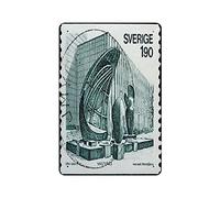 XYHH Targa in metallo Svezia circa 1976, con stampa della Svezia che mostra la scultura La grotta dei venti in Va, targa in metallo retrò per casa, cucina, ufficio, giardino, garage, decorazione da