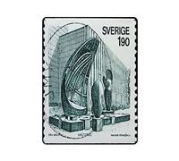 XYHH Targa in metallo Svezia circa 1976, con stampa della Svezia che mostra la scultura La grotta dei venti in Va, targa in metallo retrò per casa, cucina, ufficio, giardino, garage, decorazione da