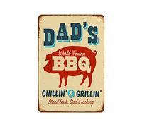 XYHH Targa in metallo vintage con scritta "Dad S World Famous BBQ Vector Eps10 Effects Can Be E-Metal Sign Retro Home Kitchen Office Garden Garage Wall Decor CYY30 x 20 cm