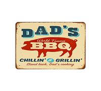XYHH Targa in metallo vintage con scritta "Dad S World Famous BBQ Vector Eps10 Effects Can Be E-Metal Sign Retro Home Kitchen Office Garden Garage Wall Decor RYP20 x 30 cm