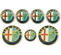 XYHHQ 7 Set 60mm Coprimozzo per coprimozzo Emblema, per Alfa Romeo Brera 159 SW New Spider Giulietta Nuovo Logo 74mm Cofano Baule + Distintivo per Volante Accessori per Lo Styling dell'auto,B
