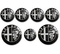 XYHHQ 7 Set 60mm Coprimozzo per coprimozzo Emblema, per Alfa Romeo Brera 159 SW New Spider Giulietta Nuovo Logo 74mm Cofano Baule + Distintivo per Volante Accessori per Lo Styling dell'auto,A