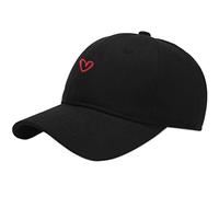 XYIYI Berretto da baseball classico originale in cotone, regolabile, cappello non costruito, tinta unita, Cuore nero., Taglia unica