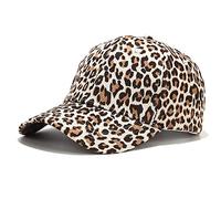 XYIYI Berretto da baseball classico originale in cotone, regolabile, cappello non costruito, tinta unita, Leopardo beige., Taglia unica