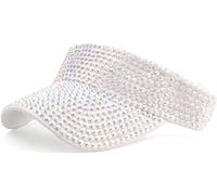 XYIYI Bling - Cappelli sportivi con visiera parasole con strass, regolabili, per donne e ragazze, Strass Bianco, Taglia unica