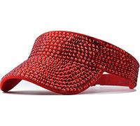 XYIYI Bling - Cappelli sportivi con visiera parasole con strass, regolabili, per donne e ragazze, Strass Rosso, Taglia unica