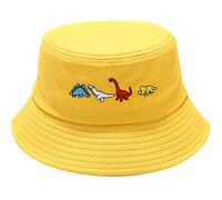 XYIYI Cappelli da pescatore da spiaggia in cotone per donne e ragazze, Piccolo Dinosauro Giallo, Taglia unica
