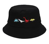 XYIYI Cappelli da pescatore da spiaggia in cotone per donne e ragazze, Piccolo Dinosauro Nero, Taglia unica