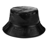 XYIYI Cappelli da pioggia da donna Cappello da pioggia impermeabile a tesa larga Cappello da pioggia, Pelle nera., taglia unica
