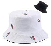 XYIYI - Cappello alla pescatora, da spiaggia, cappelli da donna, reversibile, double face, Ciliegia, 56-58 cm