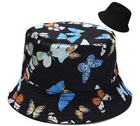 XYIYI - Cappello alla pescatora, da spiaggia, cappelli da donna, reversibile, double face, Farfalla, 56-58 cm