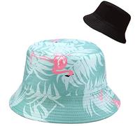 XYIYI - Cappello alla pescatora, da spiaggia, cappelli da donna, reversibile, double face, Fenicottero, 56-58 cm