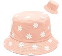 XYIYI - Cappello alla pescatora, da spiaggia, cappelli da donna, reversibile, double face, Fiore rosa., Taglia unica