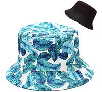 XYIYI - Cappello alla pescatora, da spiaggia, cappelli da donna, reversibile, double face, Foglia di banana., 56-58 cm