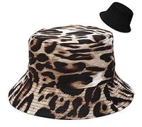 XYIYI - Cappello alla pescatora, da spiaggia, cappelli da donna, reversibile, double face, Leopardati, 56-58 cm