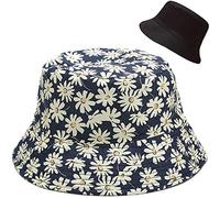 XYIYI - Cappello alla pescatora, da spiaggia, cappelli da donna, reversibile, double face, Margherita blu., 56-58 cm