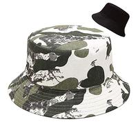 XYIYI - Cappello alla pescatora, da spiaggia, cappelli da donna, reversibile, double face, Mimetico, 56-58 cm