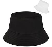 XYIYI - Cappello alla pescatora, da spiaggia, cappelli da donna, reversibile, double face, Nero, Bianco, Taglia unica