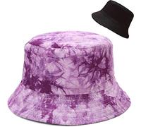 XYIYI - Cappello alla pescatora, da spiaggia, cappelli da donna, reversibile, double face, Tintura viola., 56-58 cm