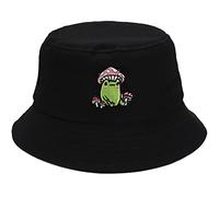 XYIYI Cappello da pescatore da spiaggia in cotone con ricamo alla moda per donne e ragazze, Fungo Rana, Taglia unica