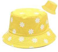 XYIYI Cappello da pescatore reversibile per donna e ragazza, Fiore Giallo, Taglia unica