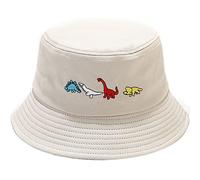 XYIYI Cappello Secchio Ricamato Alla Moda Cappello da Pescatore Uomo Donna, Piccolo dinosauro beige, Taglia unica