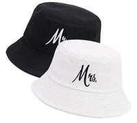 XYIYI Confezione da 2 cappelli da pescatore unisex per donne e uomini, cappello estivo da spiaggia o pesca, Mr Mrs Black White, taglia unica