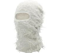 XYIYI Distressed Balaclava - Maschera viso integrale a maglia Balaclava invernale antivento per uomo e donna, bianco, Taglia unica