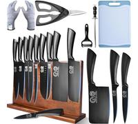XYJ Set di coltelli professionali per mastri chef, mannaia, macellaio per campeggio, set di coltelli da chef con blocco magnetico per coltelli, borsa, kit di coltelli da cucina in acciaio inossidabile