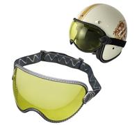 XYJTC Motociclo Visiera for casco jet 3/4. Occhiali con visiera elastica compatibili con casco jet 3/4 retrò, casco fuoristrada (solo for uso diurno, colore argento)(Yellow-day Use Only)