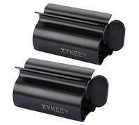 Xykeey Spremi tubetti di dentifricio, set di 2 rulli spremi tubetti di dentifricio, supporto per tubetti di dentifricio in metallo (nero)