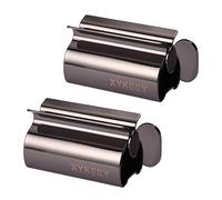 Xykeey Spremi tubetti di dentifricio, set di 2 rulli spremi tubetti di dentifricio, supporto per tubetti di dentifricio in metallo (nero)