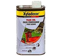 Xyladecor TEAK OIL Olio per Legno Protettivo Idrorepellente formula nutriente Anti Sfogliamento adatto per tutti i tipi di legno, Esterni ed Interni su mobili di casa e attrezzature giardino INCOLORE