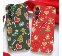 Xylota 2 Pezzi Natale Cover per Samsung Galaxy A16 5G 6,7", Natalizie Custodia con Disegno Cartoon Uomo di pan Zenzero, Sottile TPU Silicone Antiurto Christmas Case per Samsung A16, Alberi di Natale