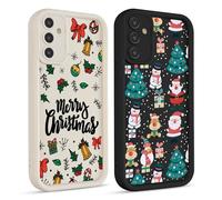 Xylota 2 Pezzi Natale Cover per Samsung Galaxy A55 5G 6,5 Pollici, Aesthetic Cartoon Natalizie Custodia, Christmas Natalizia Disegni Babbo Silicone Bumper Antiurto Protettiva Case, Regalo di Natale 01