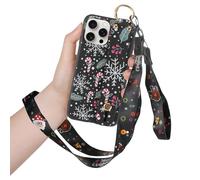 Xylota Natale Cover con Cinturino da Collo per iPhone 16 Pro Max 6,9", Custodia Natale Aesthetic Cervo Motive Alce Disegni, Silicone Protettiva Case con Collana per iPhone 16Pro Max, Christmas