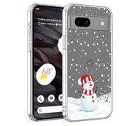 Xylota Natale Cover per Google Pixel 7a 5G 6,1'', Aesthetic Natalizia Pupazzo di neve Motivo Disegni Natalizie Custodia Christmas Case, Trasparente Silicone Bumper Natalizi Custodie, Fiocchi di neve