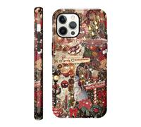 Xylota Natale Cover per iPhone 12 Pro Max 6,7'', Aesthetic Natalizia Collage Motivo Disegni Natalizie Custodia Christmas Protettiva Case, Rigida Silicone Bumper Natalizi Custodie, Pupazzo di neve