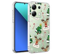 Xylota Natale Cover per Xiaomi Redmi Note 13 4G 6,67'', Aesthetic Natalizia Albero di Natale Motivo Disegni Natalizie Custodia Christmas Protettiva Case, Trasparente Silicone Natalizi Custodie, Renna