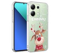 Xylota Natale Cover per Xiaomi Redmi Note 13 4G 6,67'', Aesthetic Natalizia Cervo Motivo Disegni Natalizie Custodia Christmas Protettiva Case, Trasparente Silicone Bumper Natalizi Custodie, Neve