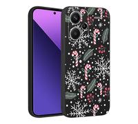 Xylota Natale Cover per Xiaomi Redmi Note 13 Pro Plus/13 Pro+ 5G 6,67'', Aesthetic Natalizia Fiocchi di neve Motivo Disegni Natalizie Custodia Christmas Case, Nero Silicone Natalizi Custodie, Regali