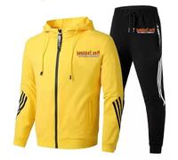XYMCX Giacca con cappuccio e pantaloni da jogging da uomo per Resident, pantaloni della tuta e felpa per Evil, set sportivo casual per ombrello, tute invernali calde con tasca marsupio,Yellow-m