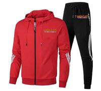 XYMCX Giacca con cappuccio e pantaloni da jogging da uomo per Resident, pantaloni della tuta e felpa per Evil, set sportivo casual per ombrello, tute invernali calde con tasca marsupio,Red-m