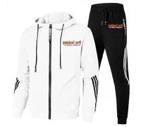 XYMCX Giacca con cappuccio e pantaloni da jogging da uomo per Resident, pantaloni della tuta e felpa per Evil, set sportivo casual per ombrello, tute invernali calde con tasca marsupio,White-l