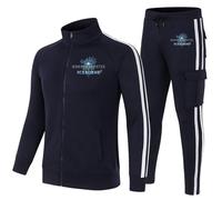 XYMCX Tuta da uomo per Monster Hunter, giacca con colletto rialzato, felpa termica con cerniera intera e tuta da jogging a maniche lunghe con coulisse per tasca a marsupio,Blue-m