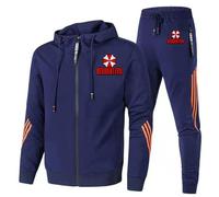 XYMCX Tute da uomo per Resident, felpa con cappuccio a maniche lunghe e pantaloni da jogging per Evil, felpa con zip intera e pantaloni per la corsa in palestra per Umbrella, abbigliamento,Blue-x_l